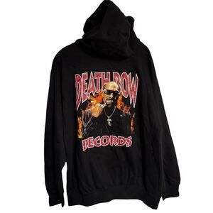 Death Row Records Black Graphic Hoodie Men's L Hip Hop Rap Pullover West Coast